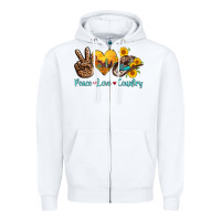 Peace Love Country Cowhide Cowboy Hat Zipper Hoodie | Teevron