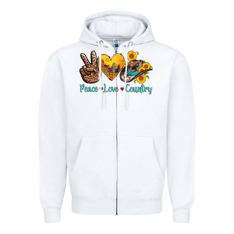 Peace Love Country Cowhide Cowboy Hat Zipper Hoodie by AdoDesignShop | Teevron