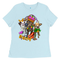 Baby Blue little cows and mardi gras party olivia Ladies Tee - OliviaCreatesArt