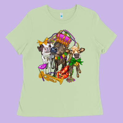 Little Cows And Mardi Gras Party Olivia Ladies Tee Designed By Oliviacreatesart