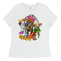 White little cows and mardi gras party olivia Ladies Tee - OliviaCreatesArt