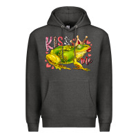 Charcoal Heather kiss me frog Premium Hoodie - RacoonDesign