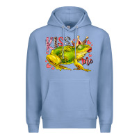 Colony Blue kiss me frog Premium Hoodie - RacoonDesign