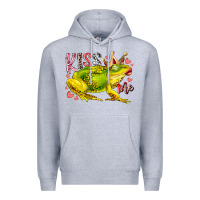 Heather Grey kiss me frog Premium Hoodie - RacoonDesign