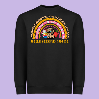 Back To School Rainbow Hello Second Grade Heavyweight Sweatshirt Designed By Adodesignshop