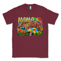 Burgundy Mama bear Autism Classic Tee - CowGirlArtShop