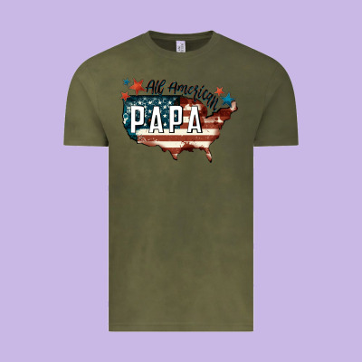 All American Papa Vintage Tee Designed By Fadigitalartstudio