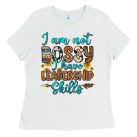 White i am not bossy i have leadership skills Ladies Tee - OliviaCreatesArt