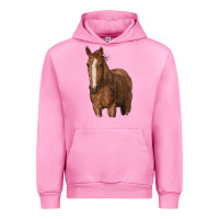 Fuchsia Pink brown horse Urban Hoodie - RanaPortraitStore