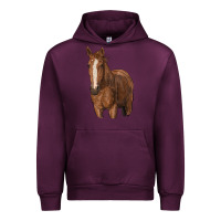 Mauve Wine brown horse Urban Hoodie - RanaPortraitStore
