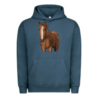Pigment Midnight Navy brown horse Urban Hoodie - RanaPortraitStore