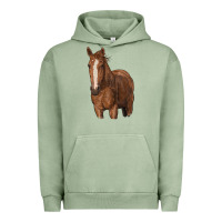 Pigment Oil Green brown horse Urban Hoodie - RanaPortraitStore