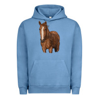 Pigment Pebble Blue brown horse Urban Hoodie - RanaPortraitStore