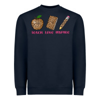 Navy teach love inspire leopard Heavyweight Sweatshirt - AdoDesignShop