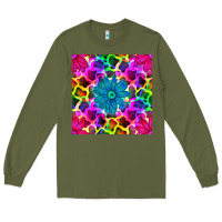 Army Green neon cowhide with flower seamless pattern Long Sleeve Tee - BundleAndBundleShop