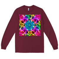 Burgundy neon cowhide with flower seamless pattern Long Sleeve Tee - BundleAndBundleShop