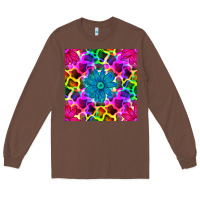Chestnut neon cowhide with flower seamless pattern Long Sleeve Tee - BundleAndBundleShop