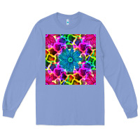 Colony Blue neon cowhide with flower seamless pattern Long Sleeve Tee - BundleAndBundleShop