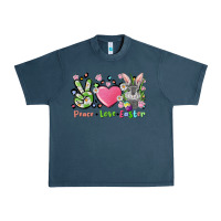 Midnight Navy peace love easter bunny Urban Heavy Tee - FaDigitalArtStudio