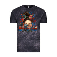 Cloud Black All American mama messy bun 4th of july Vintage Tee - FaDigitalArtStudio