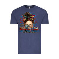 Vintage Denim All American mama messy bun 4th of july Vintage Tee - FaDigitalArtStudio