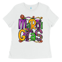 White mardi gras Ladies Tee - OliviaCreatesArt