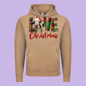Love Christmas Holstein Heifer Vintage Hoodie Designed By Fadigitalartstudio
