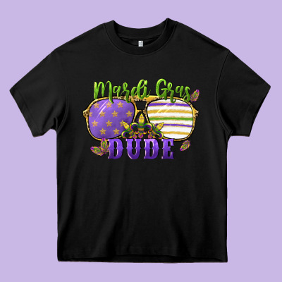 Mardi Gras Dude Heavy Core Tee Designed By Cowgirlartshop