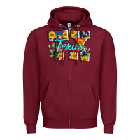 Burgundy texas tx serape sunflower cowhide Zipper Hoodie - AdoDesignShop