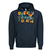 Navy texas tx serape sunflower cowhide Zipper Hoodie - AdoDesignShop