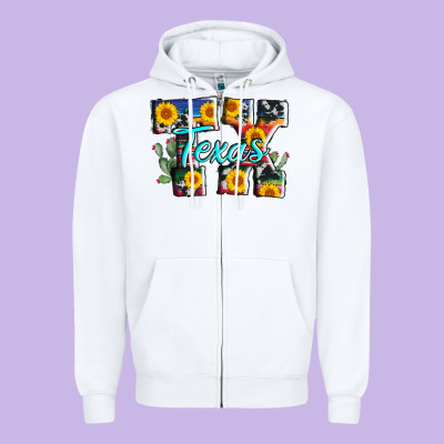 Texas Tx Serape Sunflower Cowhide Zipper Hoodie Designed By Adodesignshop