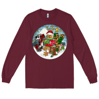 Burgundy Joy gingerbread Long Sleeve Tee - FaDigitalArtStudio