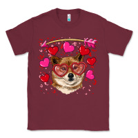 Burgundy valentine's shiba inu Classic Tee - RanaPortraitStore