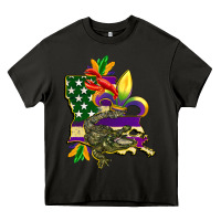 Asphalt louisiana map american flag mardi gras Heavy Core Tee - CowGirlArtShop