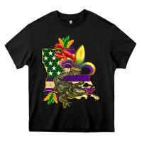 Black louisiana map american flag mardi gras Heavy Core Tee - CowGirlArtShop