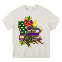 Louisiana Map American Flag Mardi Gras Heavy Core Tee | Teevron