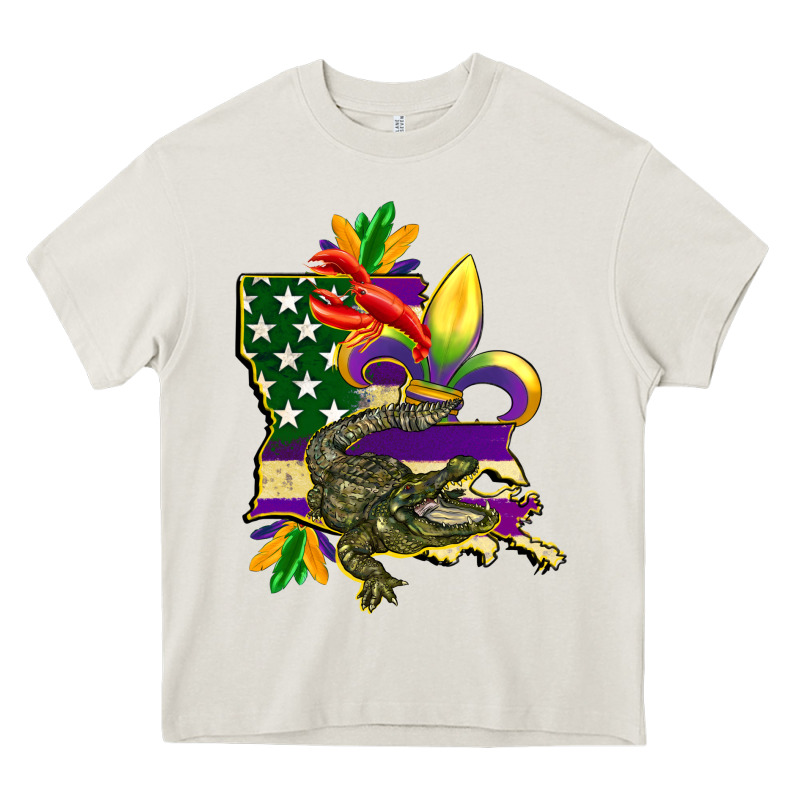 Louisiana Map American Flag Mardi Gras Heavy Core Tee by CowGirlArtShop | Teevron