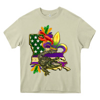 Mossy louisiana map american flag mardi gras Heavy Core Tee - CowGirlArtShop