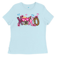 Baby Blue xoxo cow valentine's day Ladies Tee - OliviaCreatesArt