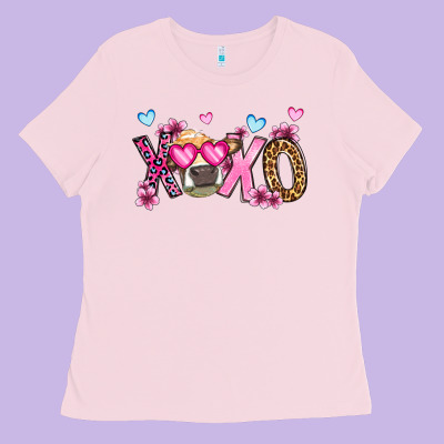 Xoxo Cow Valentine's Day Ladies Tee Designed By Oliviacreatesart