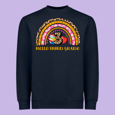 Back To School Rainbow Hello Third Grade Heavyweight Sweatshirt Designed By Adodesignshop
