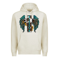 Oatmeal Heather western wings cross blessed Premium Hoodie - RanaPortraitStore