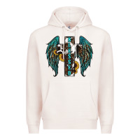 Pale Pink western wings cross blessed Premium Hoodie - RanaPortraitStore