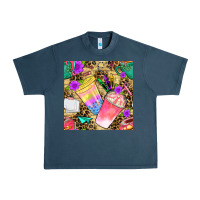 Midnight Navy school girl coffee cup with leopard seamless pattern bbs Urban Heavy Tee - BundleAndBundleShop