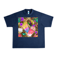 Navy school girl coffee cup with leopard seamless pattern bbs Urban Heavy Tee - BundleAndBundleShop