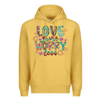 Antique Gold love more worry less Premium Hoodie - RacoonDesign