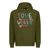 Army Green love more worry less Premium Hoodie - RacoonDesign
