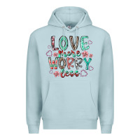 Blue Mist love more worry less Premium Hoodie - RacoonDesign