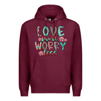 Burgundy love more worry less Premium Hoodie - RacoonDesign