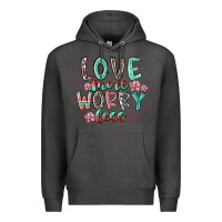 Charcoal Heather love more worry less Premium Hoodie - RacoonDesign